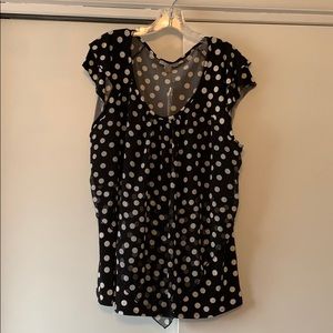 Black w white polka dot blouse 3X NWT plus size